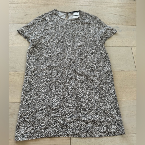 Jenni Kayne Leopard T Shirt Dress | XL Plus | Brown Mini Short Sleeve Crew Neck - Picture 8 of 11